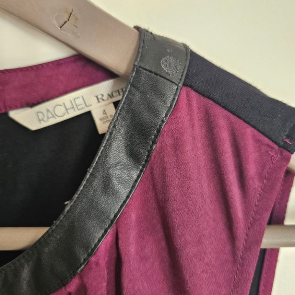 RACHEL ROY Asymmetrical Hem Sleeveless Size 4 Burgundy/Plum & Black Dress - Picture 10 of 10